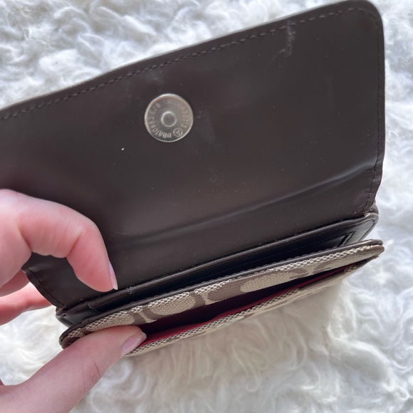 Brown Tan Logo Trifold Coach Style Gucci Look A Like Wallet Cardholder Signature - Picture 7 of 10